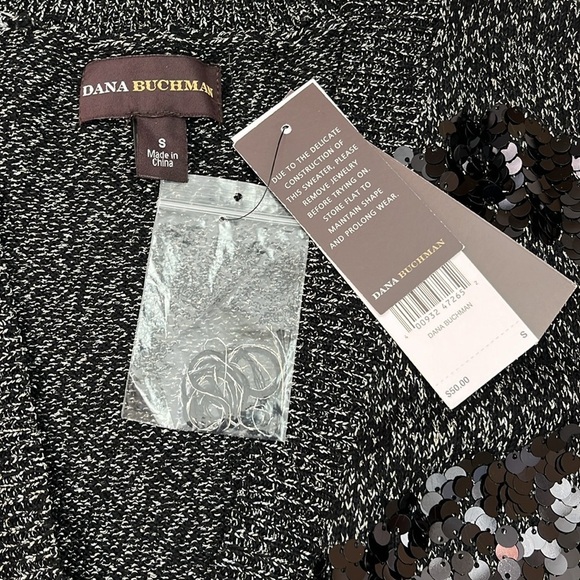 🆕 Dana Buchman Women’s Cardigan Sweater Size Small Black Sequins - Picture 6 of 8